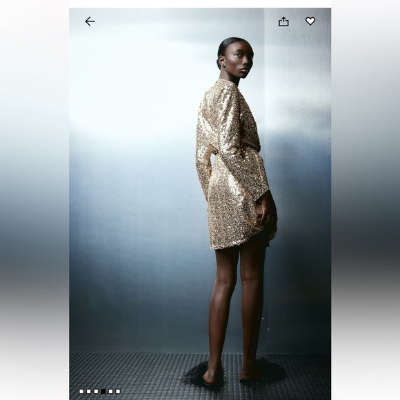 H&M Gold Sequin Wrap Dress SIZE S NWT - Picture 4 of 6